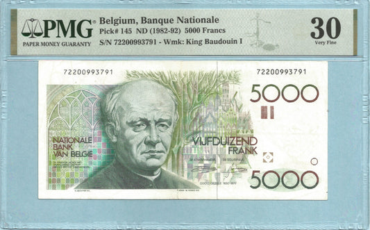 Belgium 5000 Francs - ND(1982-92) - P#145a - PMG 30
