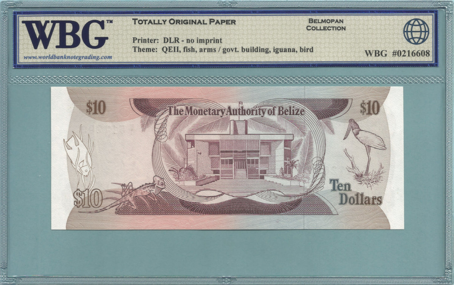 Belize 10 Dollars - 1.6.1980 -  P#40a  - WBG 67 TOP