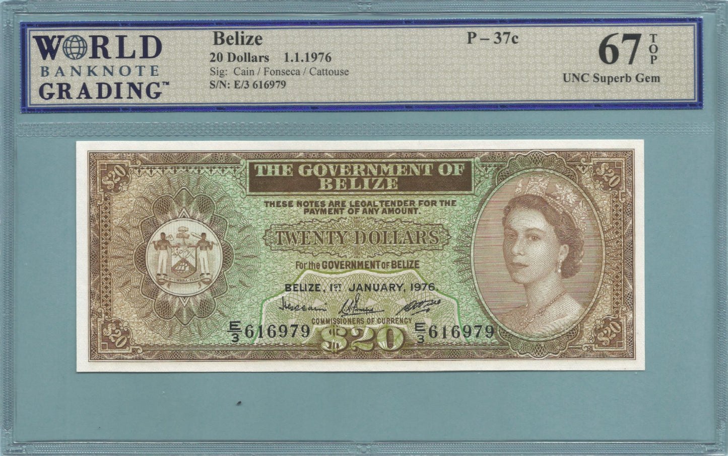 Belize 20 Dollars 1.1.1976 - P#37c - WBG 67 TOP
