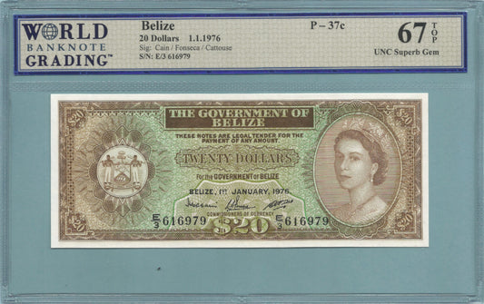 Belize 20 Dollars 1.1.1976 - P#37c - WBG 67 TOP