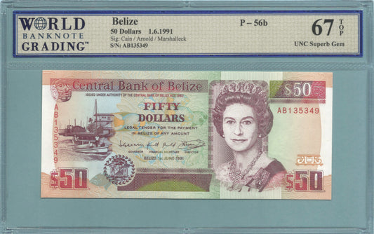 Belize 50 Dollars - 1.6.1991 - P#56b - WBG 67 TOP