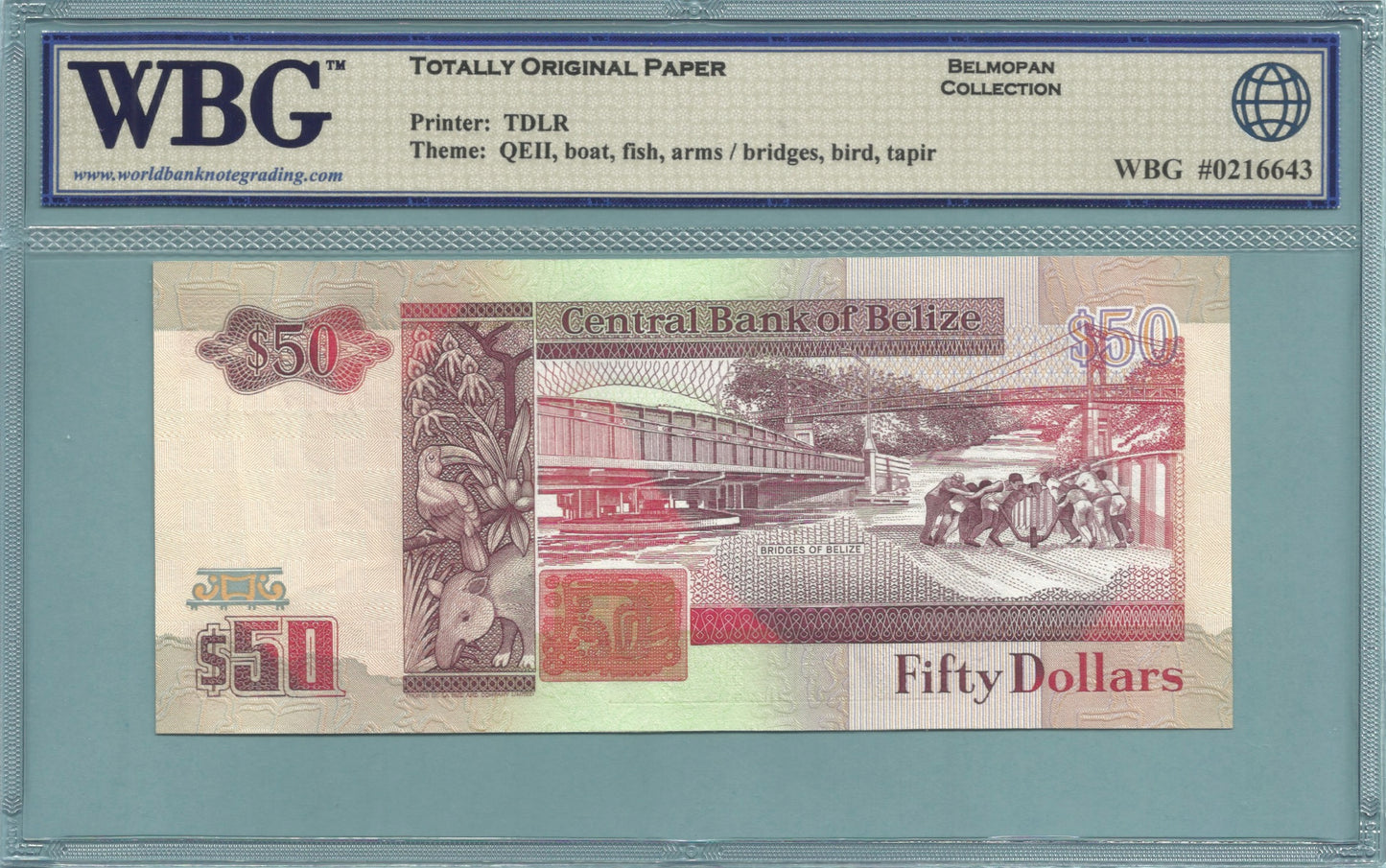 Belize 50 Dollars - 1.6.1991 - P#56b - WBG 67 TOP