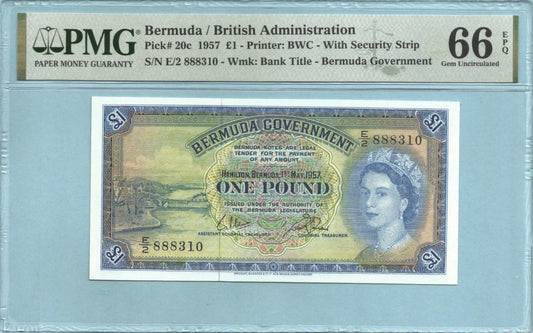 Bermuda Pound - 1.5.1957 - P#20c - PMG 66 EPQ