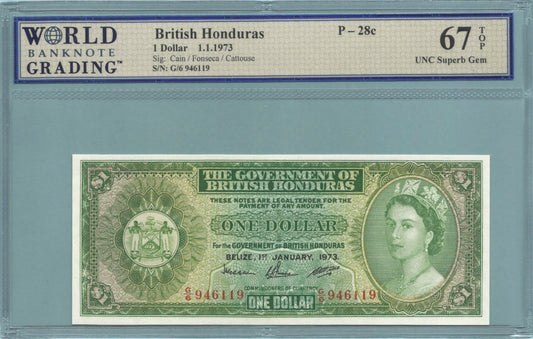 British Honduras Dollar - 1.1.1973 - P#28c - WBG 67 TOP