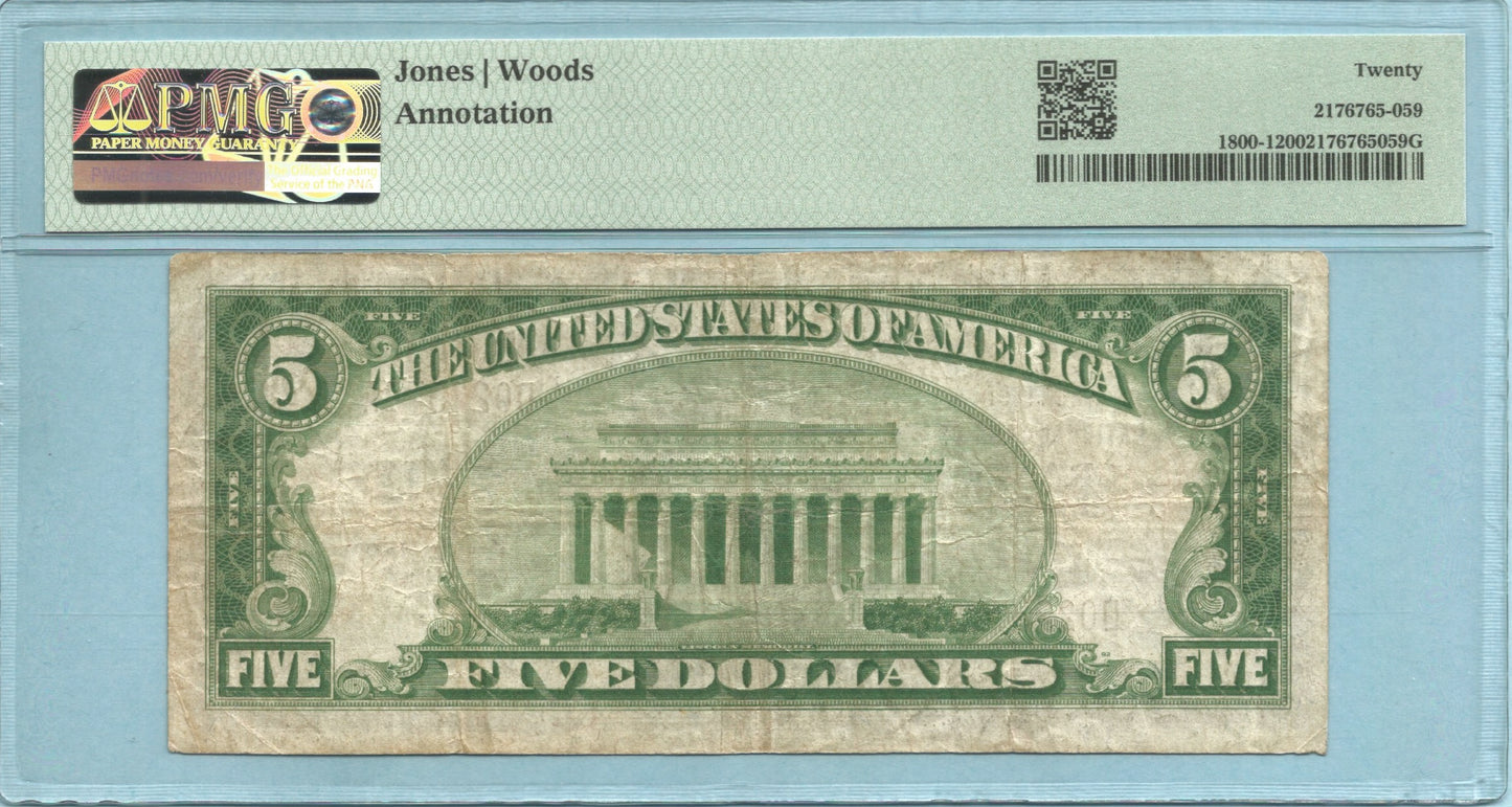 $5 National Currency 1929-T1 - Ch#8181 - 1st NB, Orange, CA - PMG 20