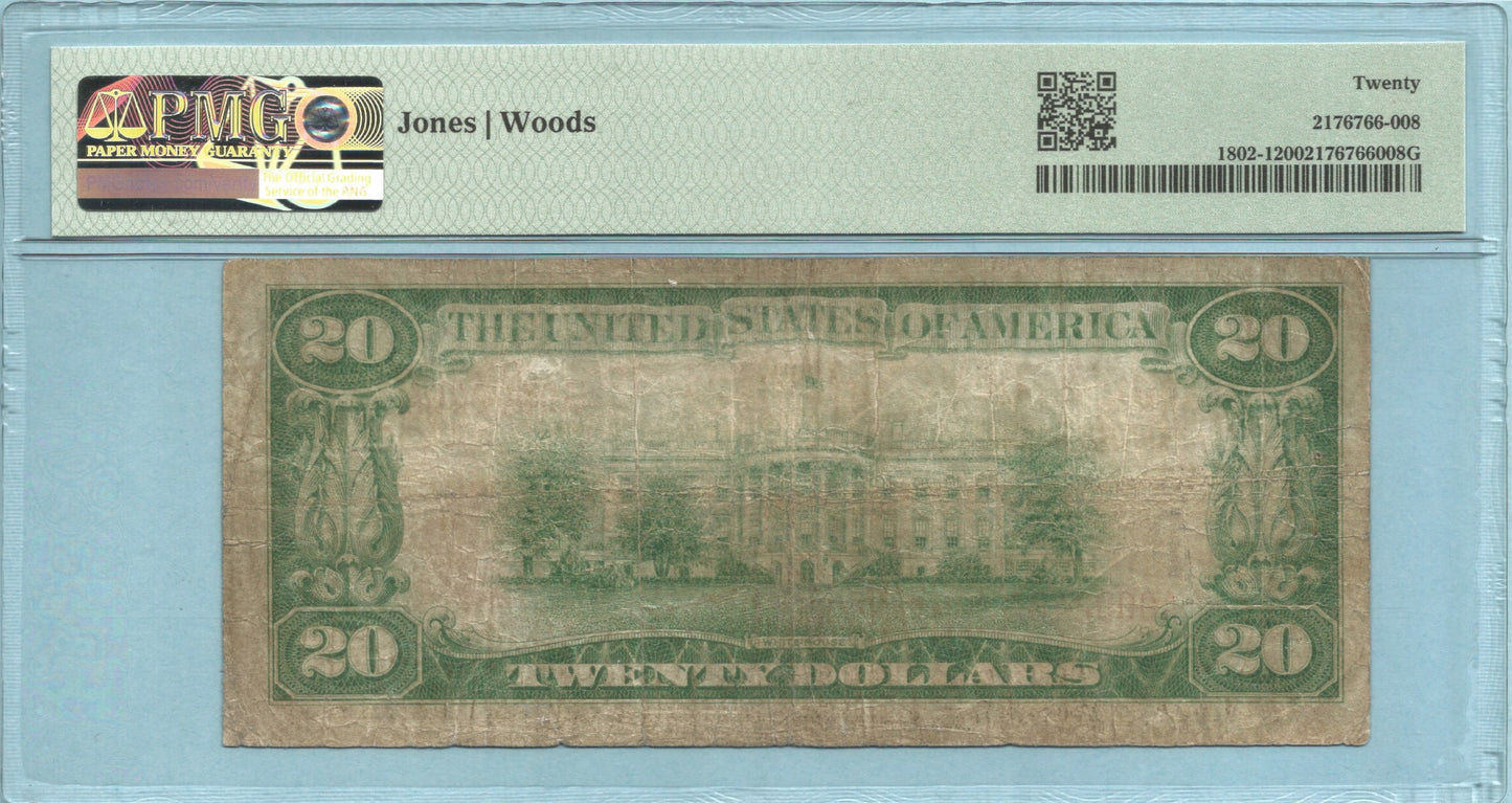 $20 National Currency 1929-T1 - Ch#10878 - Bank of Woodland NA,Woodland, CA - PMG 20