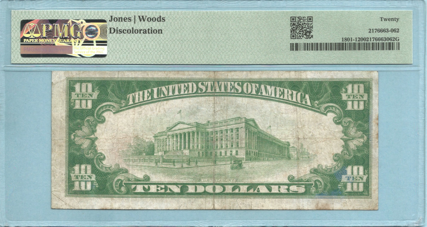 $10 National Currency 1929-T1 - Ch#13340 - 1st NB, Yreka, CA - PMG 20