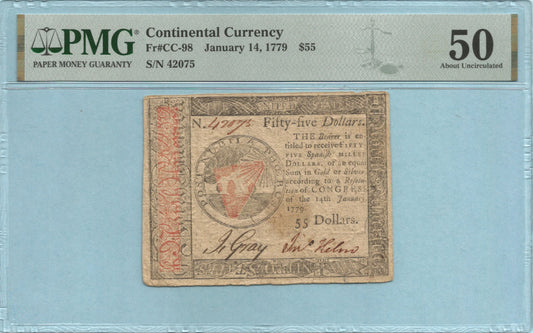 $55 Continental Currency - 1.14.1779 - Fr#CC-98 - PMG 50