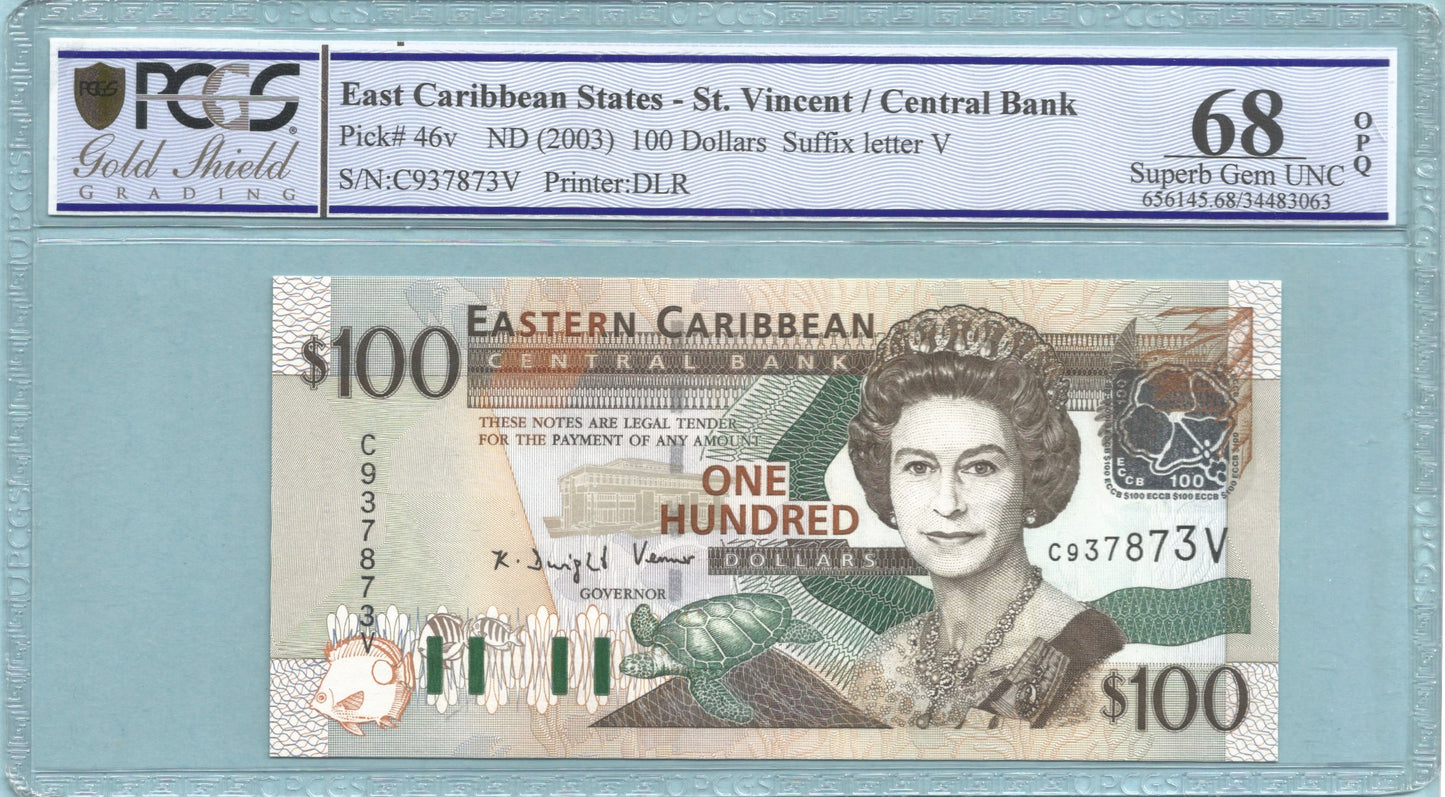 East Caribbean States 100 Dollars - ND(2003) - P#46v - PCGS 68 OPQ