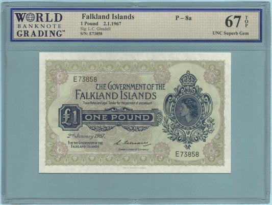 Falkland Islands Pound - 2.1.1967 - P#8a - WBG 67 TOP