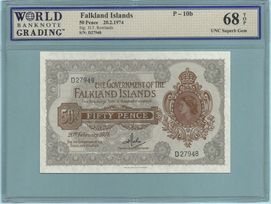 Falkland Islands 50 Pence - 20.2.1974 - P#10b - Banknote - WBG 68 TOP