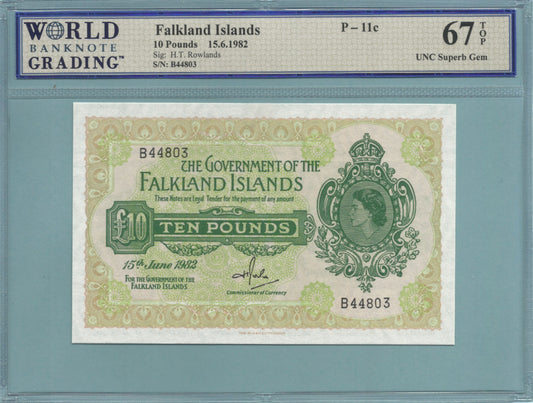 Falkland Islands 10 Pounds 15.6.1982 - P#11c - WBG 67 TOP