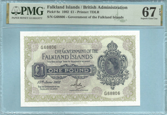 Falkland Islands Pound - 15.6.1982 - P#8e - Banknote - PMG 67 EPQ
