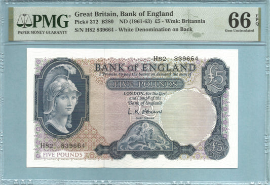 Great Britain 5 Pounds - ND(1961-63) - P#372 - PMG 66 EPQ