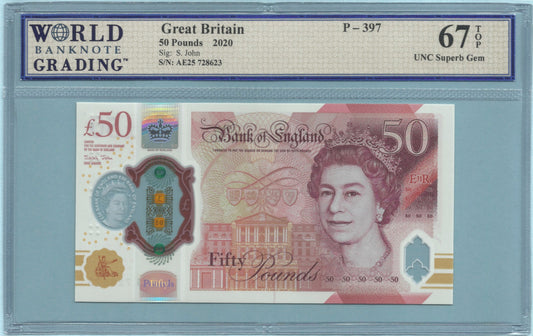 Great Britain 50 Pounds - 2020 - P#397 - WBG 67 TOP