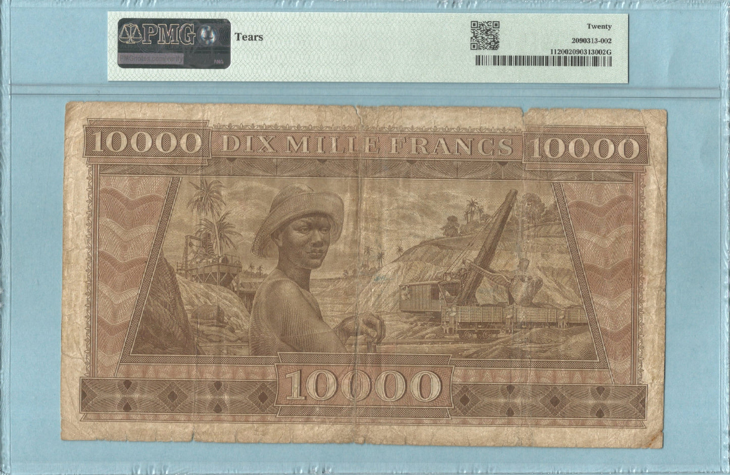 Guinea 10,000 Francs - 2.10.1958 - P#11 - PMG 20 - Tears