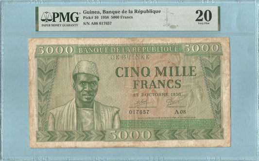Guinea 5000 Francs - 2.10.1958 - P#10 - PMG 20