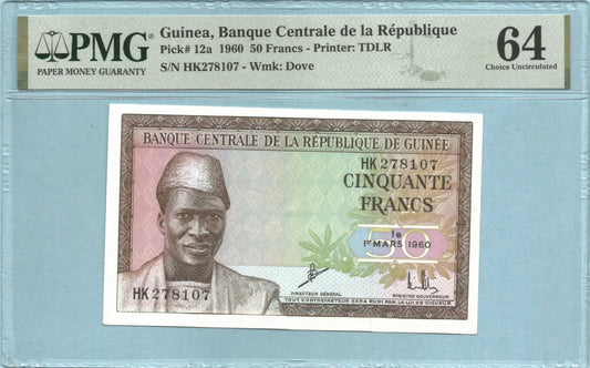 Guinea 50 Francs 1.3.1960 P#12a - PMG 64