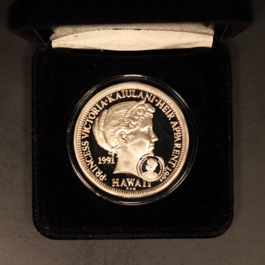 Hawaii Princess Dala 1991 1oz Silver Proof - 1st Day of Issue C/M - Box & Cert