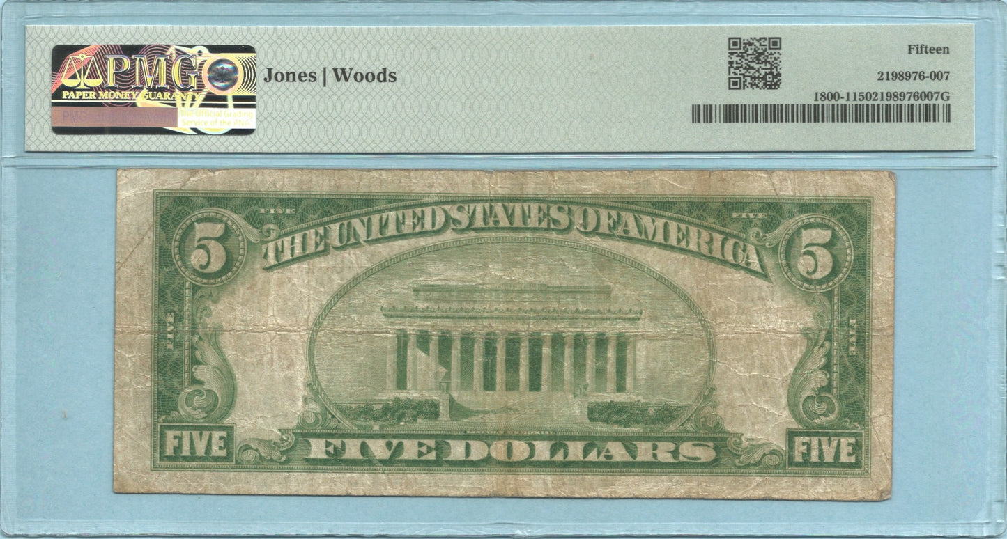 $5 National Currency 1929-T1 - Ch#9664 - American NB, Arlington, IA - PMG 15