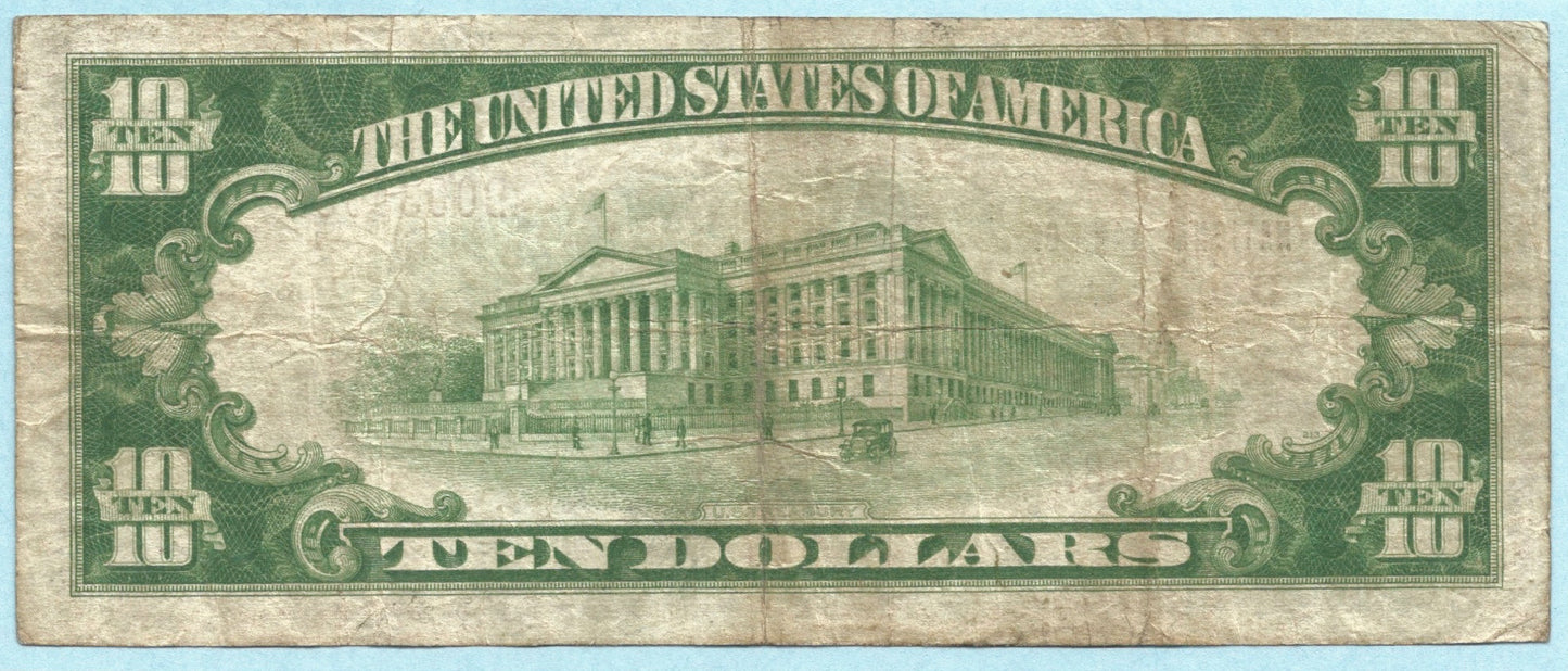 $10 National Currency 1929-T1 - Ch#4920 - National Bank, Decatur, IL - VF+