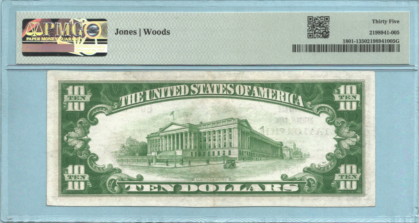 $10 National Currency 1929-T1 - Ch#8940 - Taylorville NB, Taylorville, IL - PMG 35