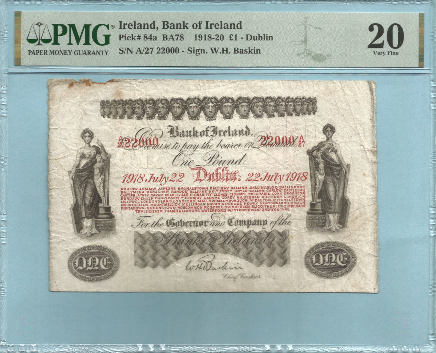 Ireland Pound - 22.7.1918 - P#84a - PMG 20