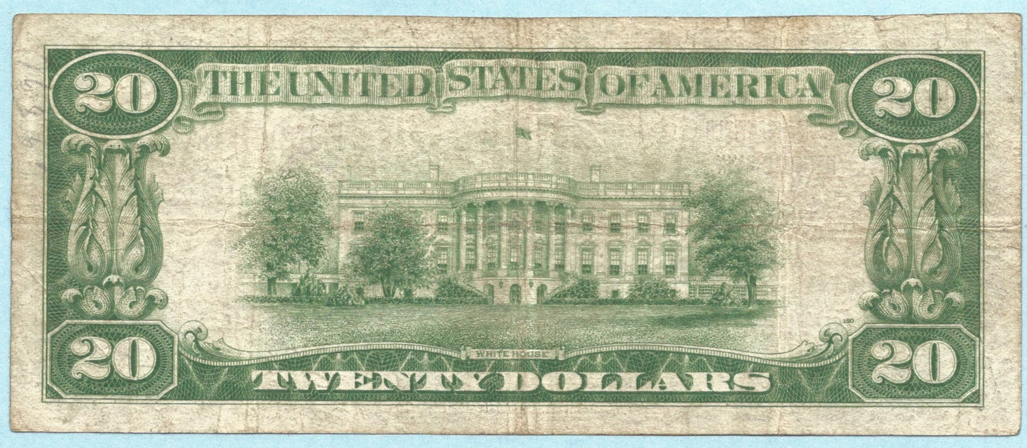 $20 National Currency 1929 T1 Ch#7490 Morganfield NB, Morganfield, KY - VF+