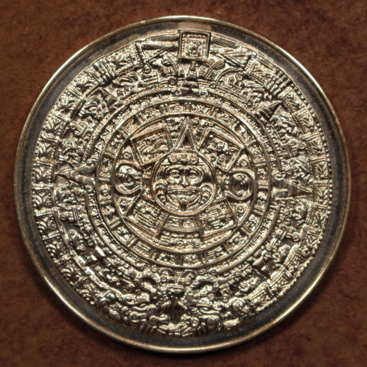 Mexico Medal 1968 Olympics Athletes-Torch-Calender - 40mm - 0.900 Fine Silver
