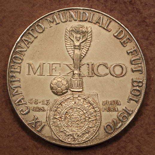 Mexico Medal 1970 World Cup-Aztec Ball Game - 45mm - 53.3g - Pure Silver