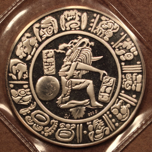 Mexico Medal 1968 Olympic Rings-Aztec Theme - 50mm - Pure Silver