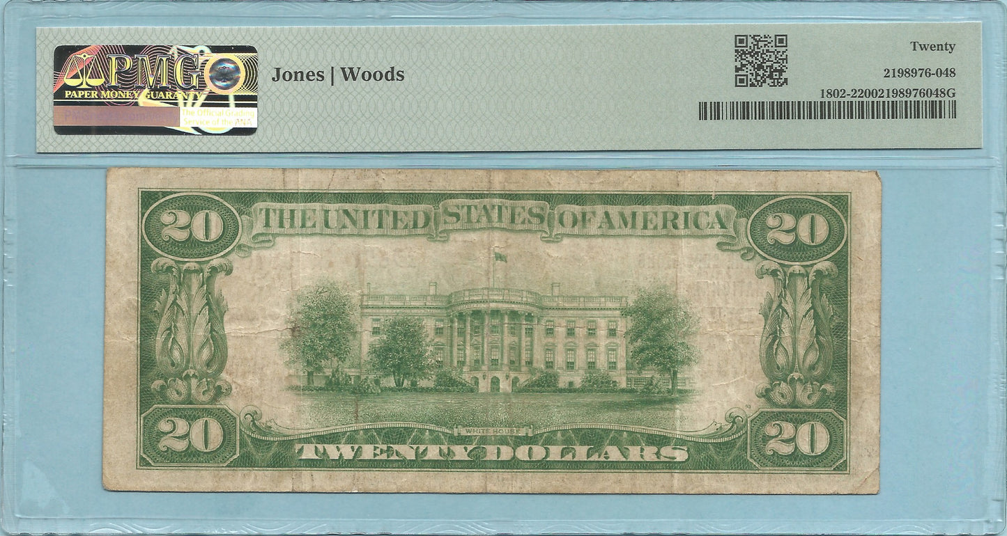 $20 National Currency 1929-T2 - Ch#13657 - Depositors NB, Durham, NC - PMG 20