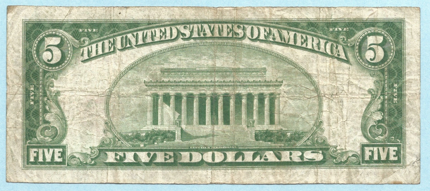 $5 National Currency 1929 - Type 1 - Ch#12902 - Hillsdale NB, Hillsdale, NJ - VF