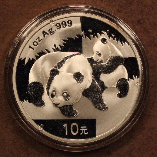China 10 Yuan 2008 Panda - 1oz .999 Silver - GemBU
