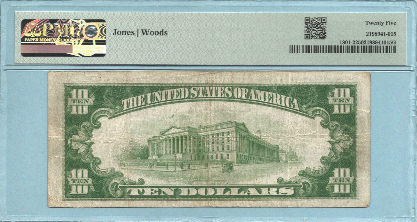 $10 National Currency 1929-T2 - Ch#13965 - Brockport NB, Brockport, NY - PMG 25