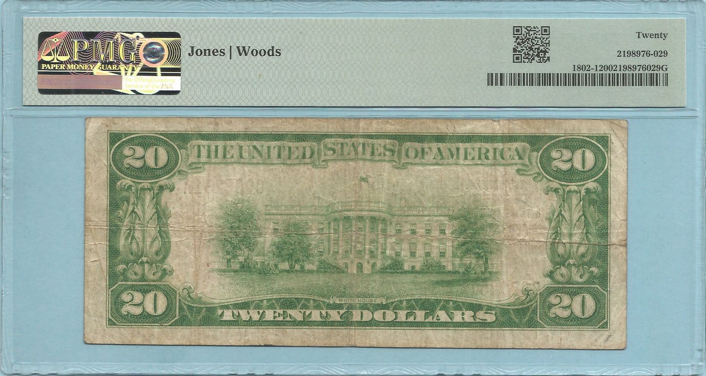 $20 National Currency 1929-T1 - Ch#6094 - N Exchange B&TC, Carthage, NY - PMG 20