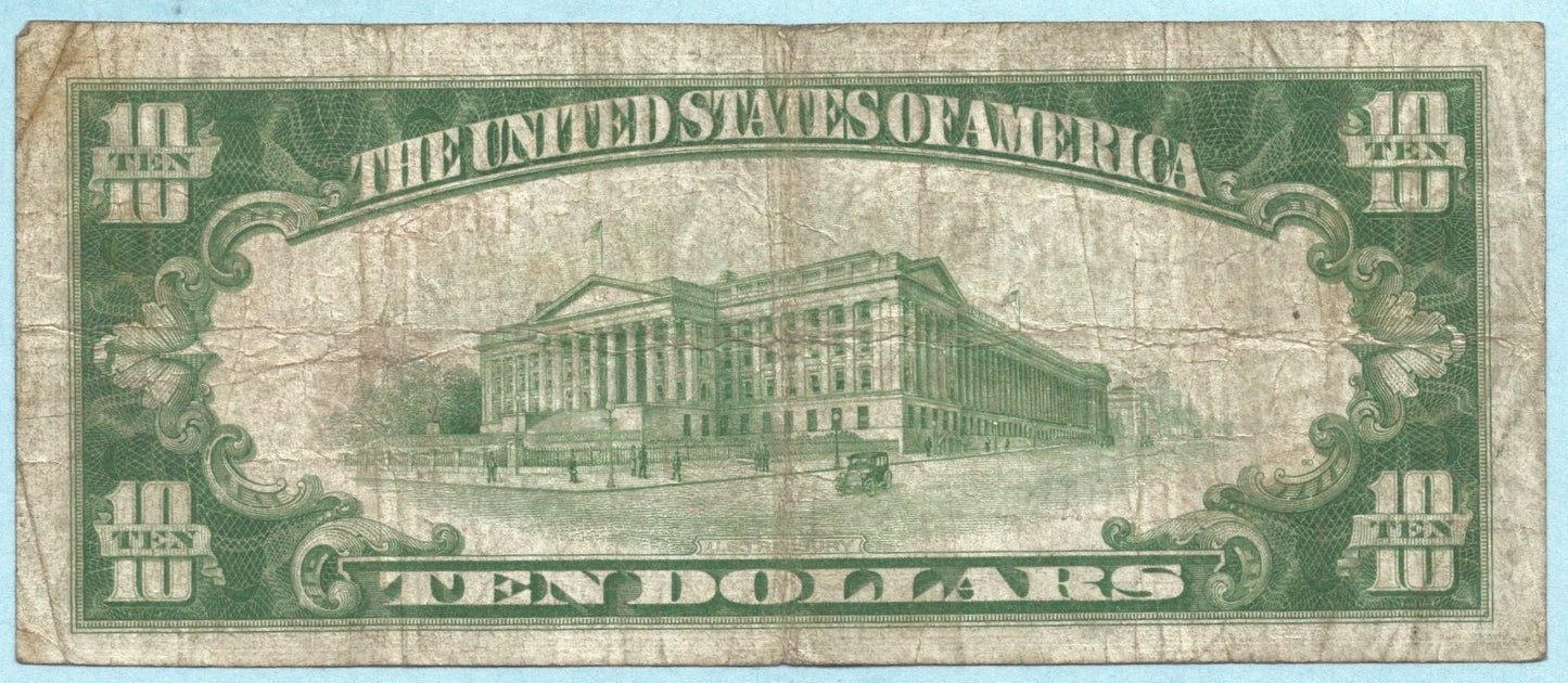 $10 National Currency 1929-T1 - Ch#2827 - 2nd NB & TC, Cortland, NY - VF