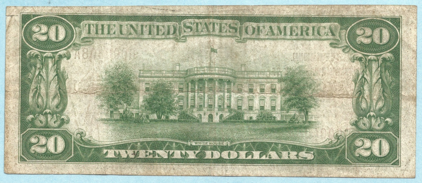 $20 National Currency 1929-T1 - Ch#1212 - National Mohawk River Bank, Fonda, NY - VF+/ChVF