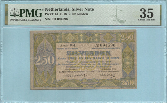 Netherlands 2.50 Gulden 1.10.1918 - P#14 - PMG 35