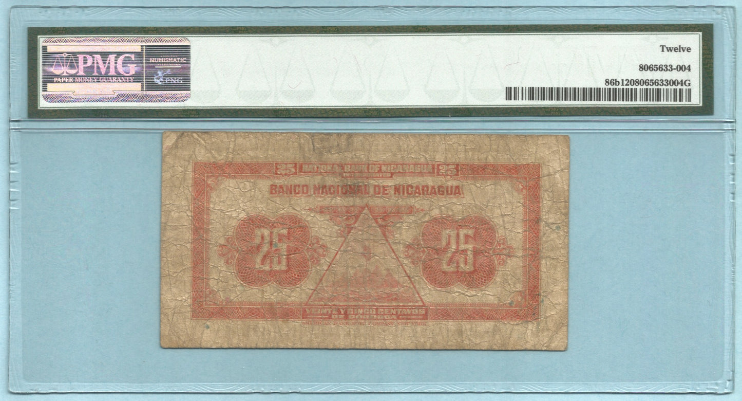 Nicaragua 25 Centavos - ND(1937) - P#86b - PMG 12