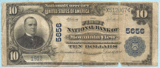 $10 National Currency 1902-PB - Ch#5656 - 1st NB, Mountain View, OK - Fine