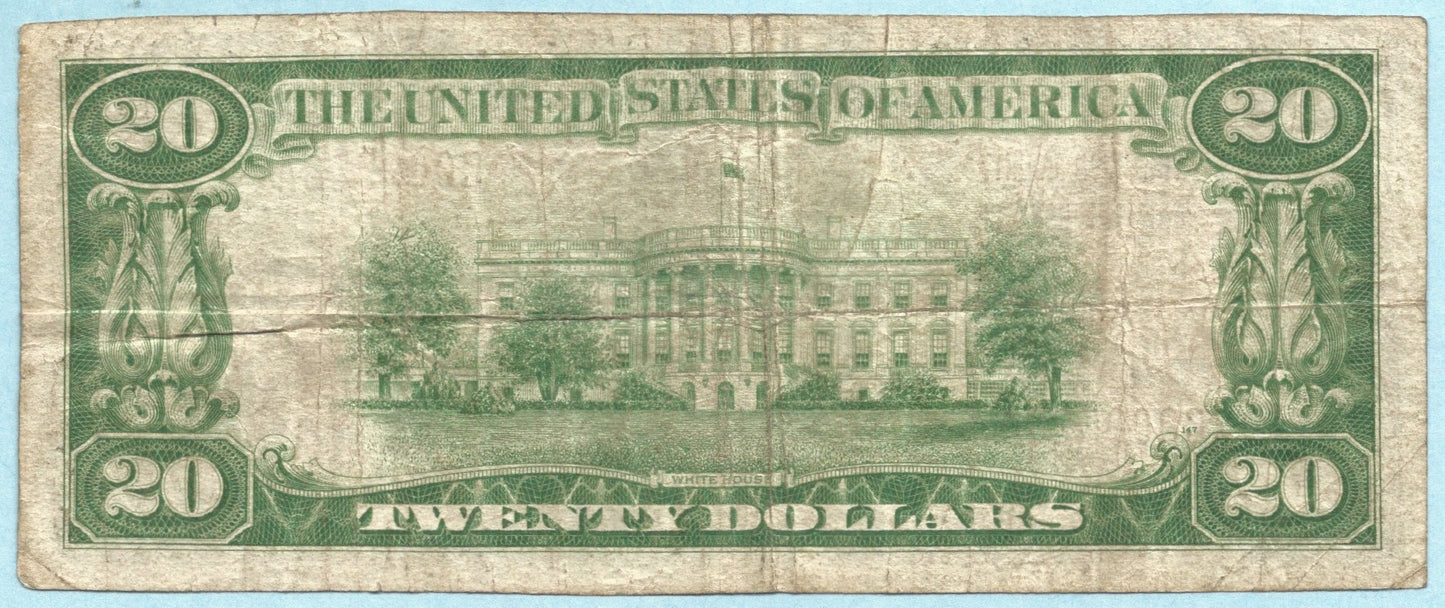 $20 National Currency 1929-T1 - Ch#1869 - Rush County NB, Rushville, IN - VF