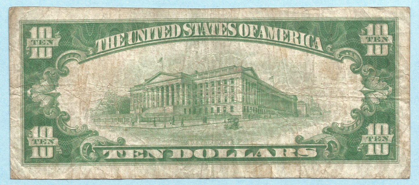 $10 National Currency 1929 - Type 1 - Ch#4850 - 1st NB, Belle Vernon, PA - VF