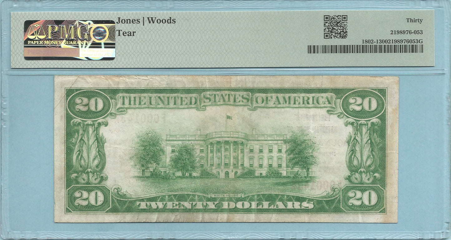 $20 National Currency 1929-T1 - Ch#9198 - People NB, Mount Pleasant, PA - PMG 30