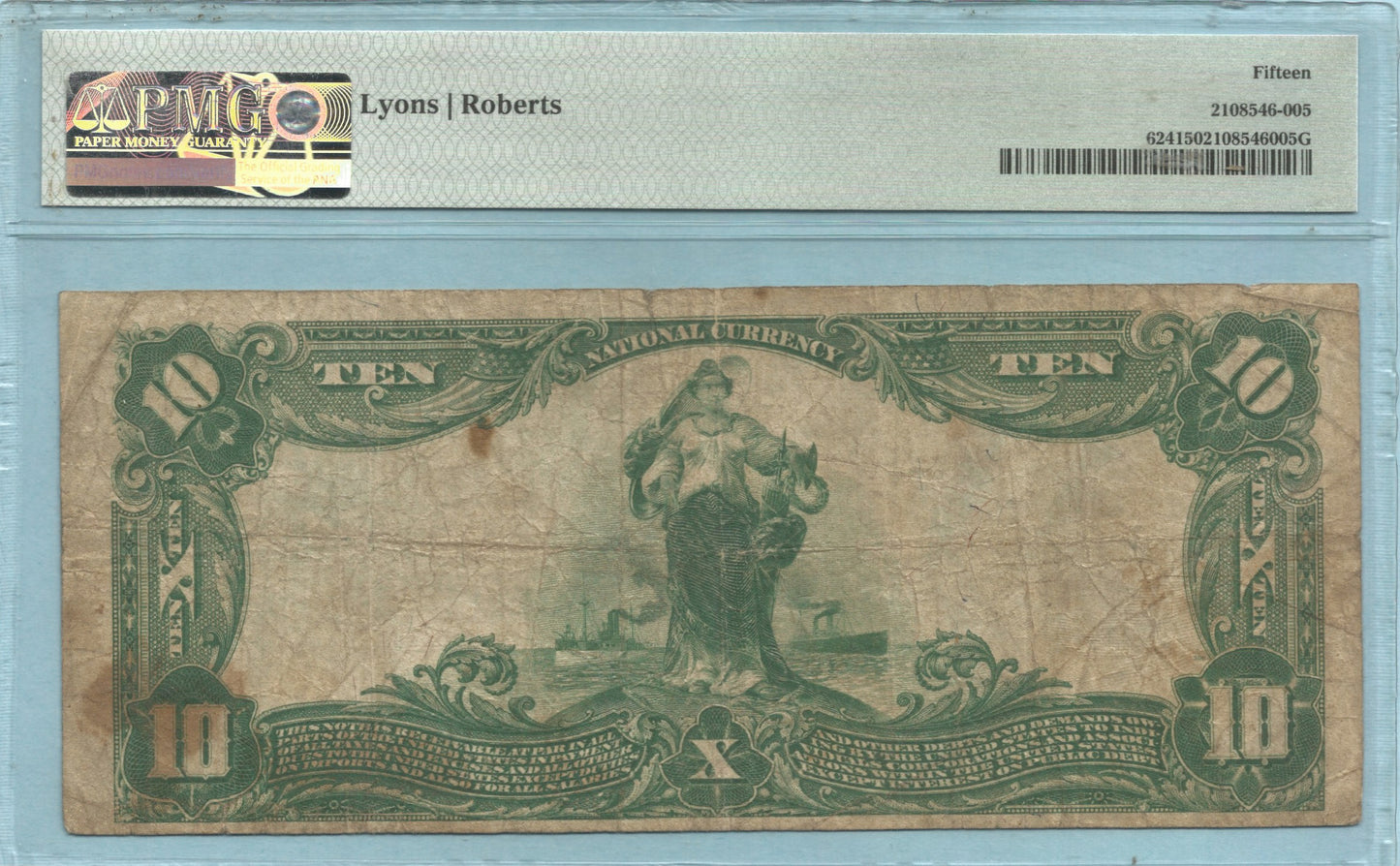 $10 National Currency 1902-PB - Ch#6301 - Mellon NB, Pittsburg, PA - PMG 15