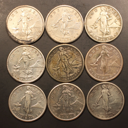 Philippines Peso 1907-S(6) 1908-S(6) 1909(6) - 18pcs - Avg F-VF Details