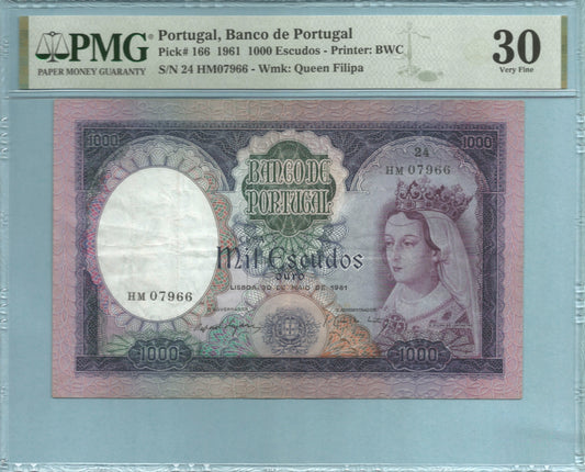 Portugal	1000 Escudos - 30.5.1961 - P#166 - PMG 30