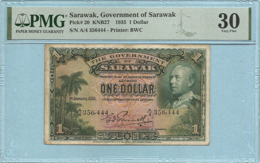 Sarawak Dollar 1.1.1935 - P#20 - PMG 30