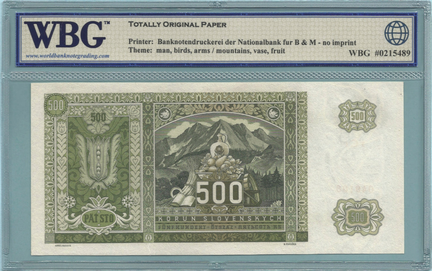 Slovakia 500 Korun - 12.7.1941 - P#12a - WBG 66 TOP
