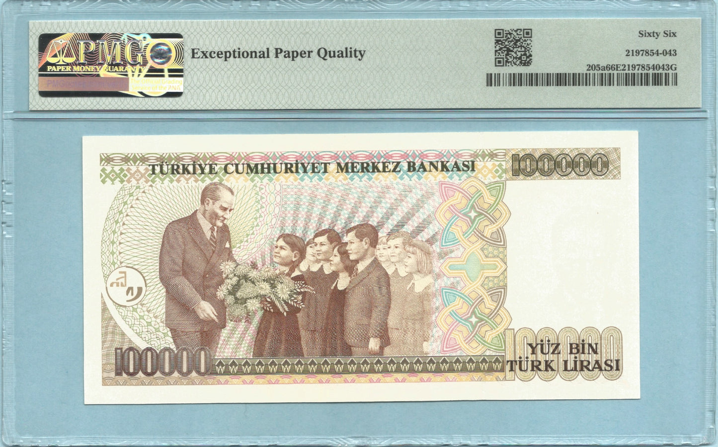 Turkey 100,000 Lira - L.1970(1991) - P#205a - PMG 66 EPQ
